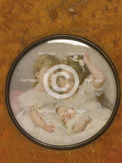 Portrait miniature of Grand Duchesses Olga, Tatiana and Maria of Russia, c. 1900. Artist: Anonymous  