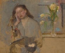Portrait Sketch of a Young Girl-two-sided painting, 1894. Creator: Olga Boznanska