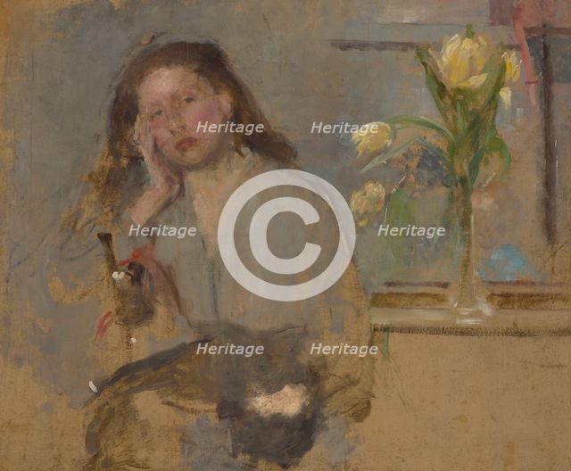 Portrait Sketch of a Young Girl-two-sided painting, 1894. Creator: Olga Boznanska.