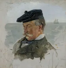 Portrait Sketch of Adolf von Becker the Painter, 1880-1889. Creator: Albert Edelfelt