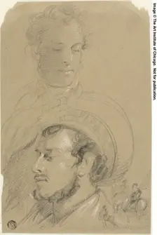 Portrait Sketches of Edwin Henry Landseer and Frederick Leighton, with Horsemen, n.d. Creator: Edwin Henry Landseer