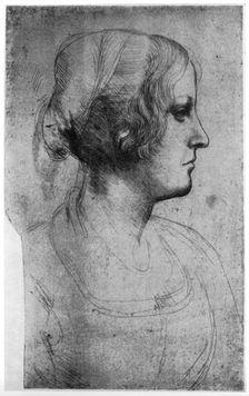 Portrait study of a young girl's head, 15th century(?) (1954).Artist: Leonardo da Vinci