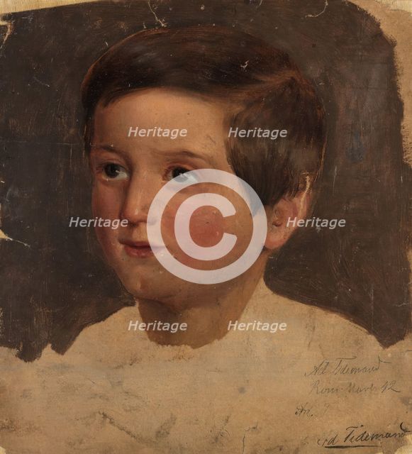Portrait Study of a Boy, 1842. Creator: Adolph Tidemand.