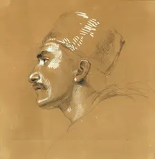 Portrait study of the "Sailout of Nicholas Zriny in front of the Szigeth Fortress", before 1825. Creator: Johann Peter Krafft