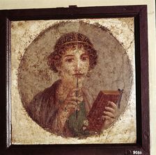 Portrait painting of "Sappho", Pompeii, Italy. Creator: Unknown