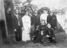 Portrait photograph of William Manderville Ellis L'Éstrange (left) and other family members, 1910. Creator: Robert Augustus Henry L'Estrange