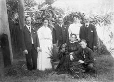 Portrait photograph of William Manderville Ellis L'Éstrange (left) and other family members, 1910. Creator: Robert Augustus Henry L'Estrange