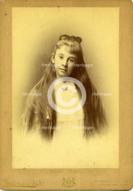 Portrait photography of an unknown teenage girl with beautiful long hair. Creator: Unknown.