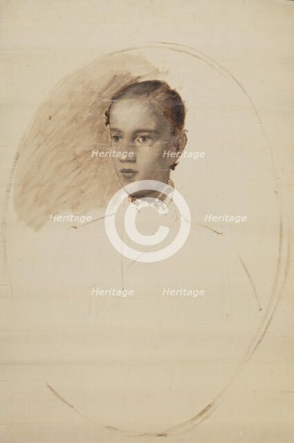Portrait, probably the son of artist Thorald Jerichau, sketch, 1858-1861. Creator: Elisabeth Baumann.