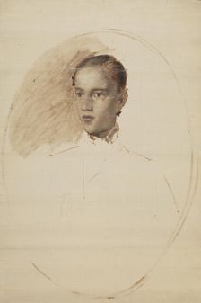 Portrait, probably the son of artist Thorald Jerichau, sketch, 1858-1861. Creator: Elisabeth Baumann