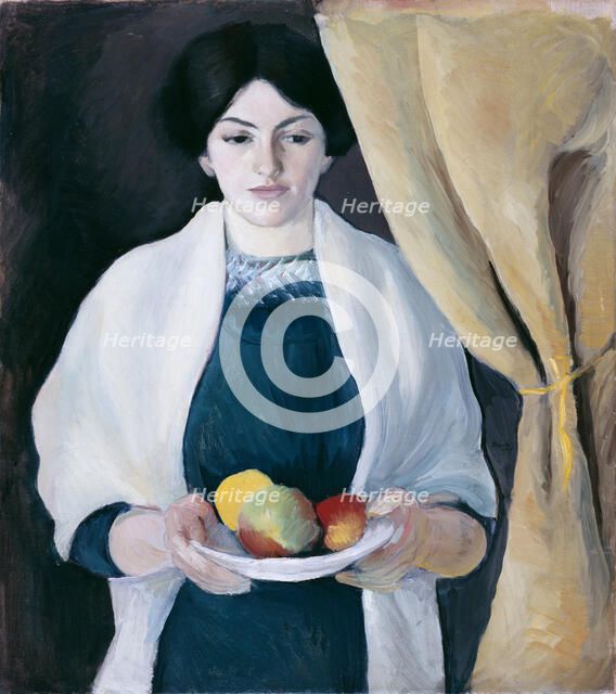 Portrait with Apples. Artist: Macke, August (1887-1914)