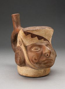 Portrait Vessel of a Figure with a Squared Headdress, 100 B.C./A.D. 500. Creator: Unknown