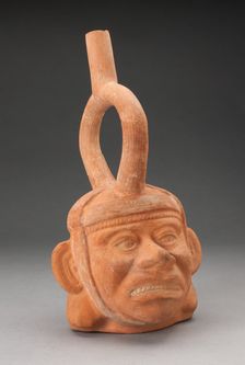 Portrait Vessel of a Figure with Grimacing Face, 100 B.C./A.D. 500. Creator: Unknown