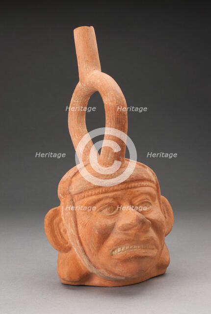 Portrait Vessel of a Figure with Grimacing Face, 100 B.C./A.D. 500. Creator: Unknown.