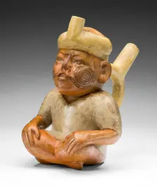 Portrait Vessel of a Man with a Cleft Lip and Tattoos, 100 B.C./A.D. 500. Creator: Unknown
