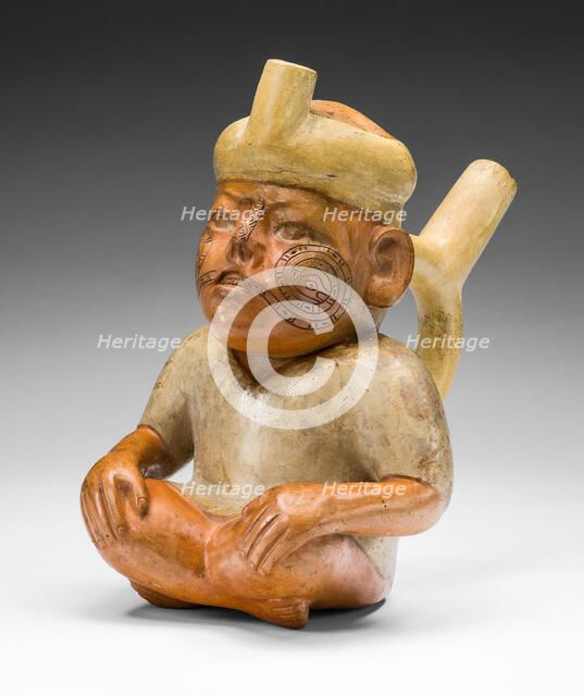 Portrait Vessel of a Man with a Cleft Lip and Tattoos, 100 B.C./A.D. 500. Creator: Unknown.