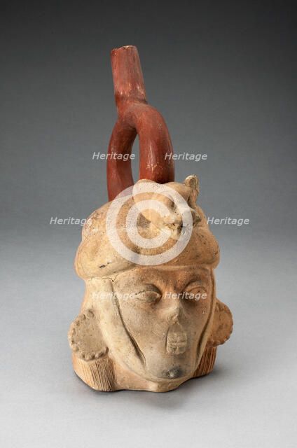 Portrait Vessel of a Ruler with Feline Headdress and Facial Deformities, 100 B.C./A.D. 500. Creator: Unknown.