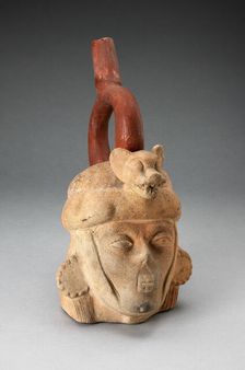 Portrait Vessel of a Ruler with Feline Headdress and Facial Deformities, 100 B.C./A.D. 500. Creator: Unknown