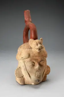 Portrait Vessel of a Ruler with Feline Headdress and Facial Deformities, 100 B.C./A.D. 500. Creator: Unknown