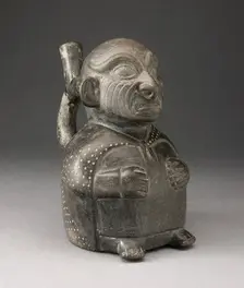 Portrait Vessel of Seated Figure with Wrinkled Face, 100 B.C./A.D. 500. Creator: Unknown