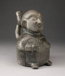 Portrait Vessel of Seated Figure with Wrinkled Face, 100 B.C./A.D. 500. Creator: Unknown