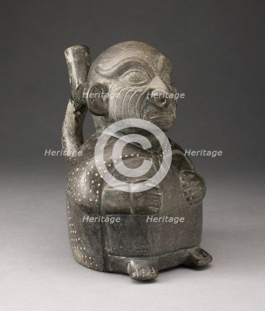 Portrait Vessel of Seated Figure with Wrinkled Face, 100 B.C./A.D. 500. Creator: Unknown.