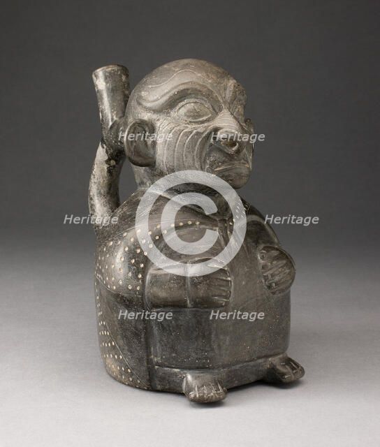 Portrait Vessel of Seated Figure with Wrinkled Face, 100 B.C./A.D. 500. Creator: Unknown.