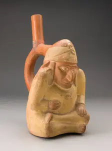 Portrait Vessel in Form of Seated Man, Possibly a Hunchback, 100 B.C./A.D. 500. Creator: Unknown