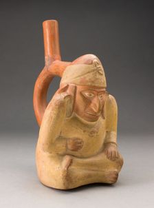 Portrait Vessel in Form of Seated Man, Possibly a Hunchback, 100 B.C./A.D. 500. Creator: Unknown