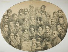Portraits of 31 people in an Oval, 1817. Creator: Pierre-Roch Vigneron