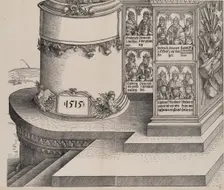 Portraits of Maximilian's Relatives; and the Base of the Left Outer Column with the Date 1..., 1515. Creator: Albrecht Altdorfer