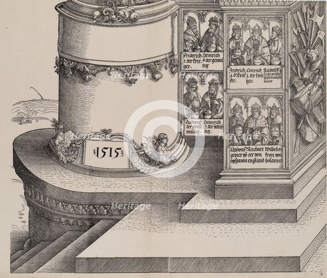 Portraits of Maximilian's Relatives; and the Base of the Left Outer Column with the Date 1..., 1515. Creator: Albrecht Altdorfer.