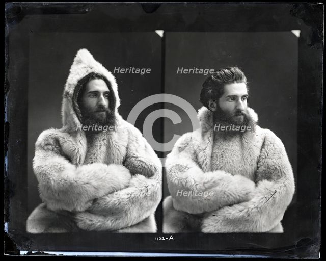 Portraits of Emil Bessels in fur parka, 1880. Creator: United States National Museum Photographic Laboratory.