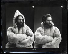 Portraits of Emil Bessels in fur parka, 1880. Creator: United States National Museum Photographic Laboratory