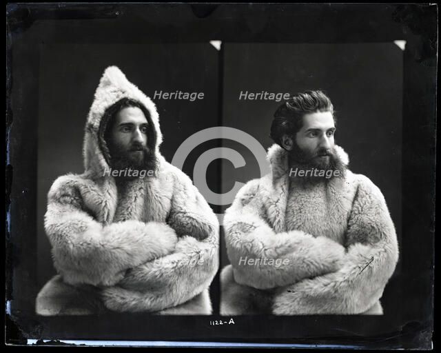 Portraits of Emil Bessels in fur parka, 1880. Creator: United States National Museum Photographic Laboratory.