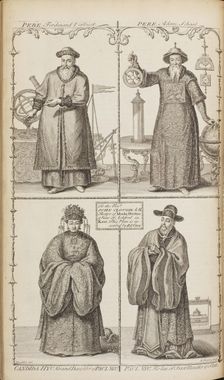 Portraits of Ferdinand Verbiest, Adam Schall, Candida Xu and Xu Guangqi (From A description of the e Artist: Du Halde, Jean-Baptiste (1674-1743)