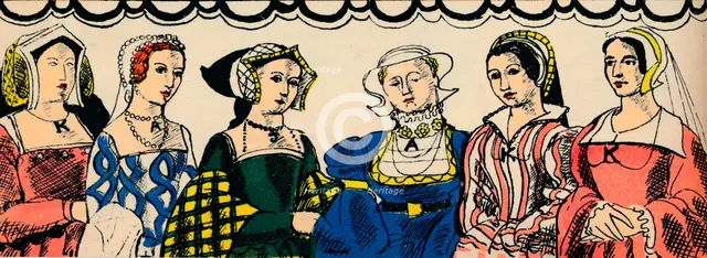 Portraits of Henry VIII's six wives from 1509, (1932). Creator: Rosalind Thornycroft.