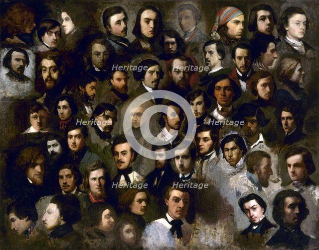 Portraits of students in the studio of Paul Delaroche , between 1835 and 1843. Creator: Unknown.