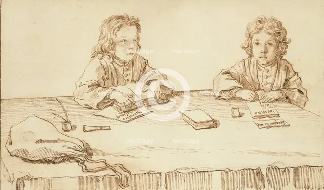 Portraits of Serafino and Francesco Falzacappa, about 1720. Creator: Pier Leone Ghezzi.