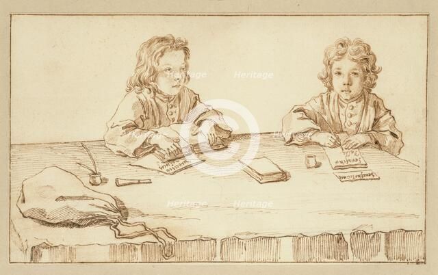 Portraits of Serafino and Francesco Falzacappa, about 1720. Creator: Pier Leone Ghezzi.