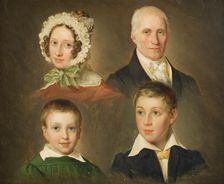 Portraits of the artist's father, wife, son and foster son, 1830s. Creator: Emil Baerentzen