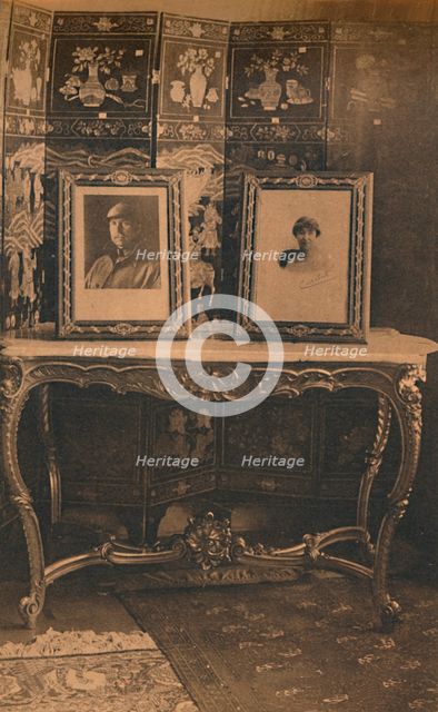 Portraits of the King and Queen of Belgium at the Cuban Embassy in Brussels, Belgium, 1927.  Creator: Unknown.