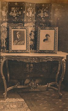 Portraits of the King and Queen of Belgium at the Cuban Embassy in Brussels, Belgium, 1927. Creator: Unknown