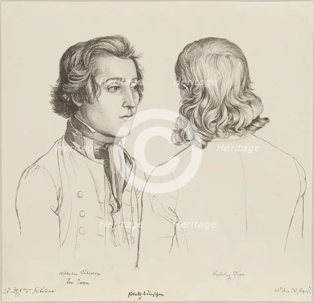 Portraits of Wilhelm Völcker and Ludwig Dörr, 1825-1828. Creator: Gerhard Wilhelm von Reutern.