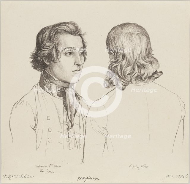 Portraits of Wilhelm Völcker and Ludwig Dörr, 1825-1828. Creator: Gerhard Wilhelm von Reutern.