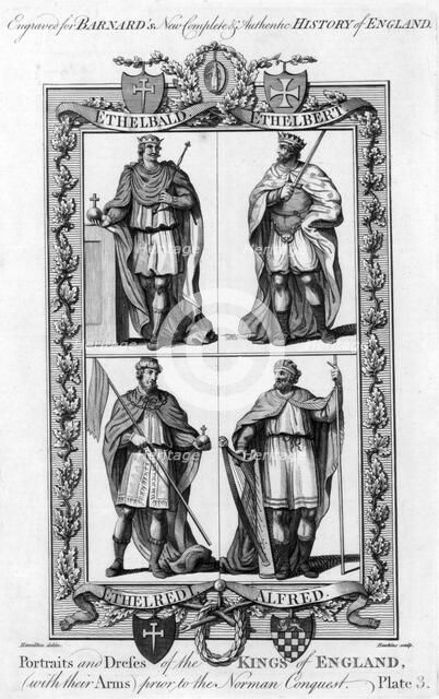 'Portraits and Dresses of the Kings of England...', c1783.Artist: Hawkins