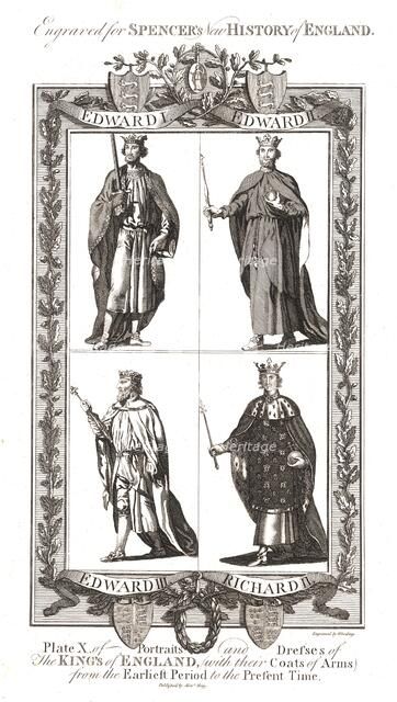 Portraits and Dresses of The Kings of England with coats of Arms, 1784 Artist: Wooding