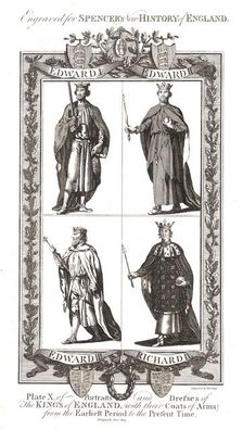 Portraits and Dresses of The Kings of England with coats of Arms, 1784 Artist: Wooding