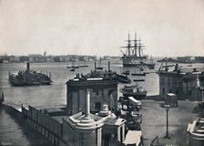 Portsmouth - General View of the Harbour, Showing Nelson's Battleship, The Victory. 1895