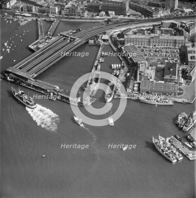 Portsmouth Harbour Railway Station, Hampshire, 1968. Artist: Aerofilms.